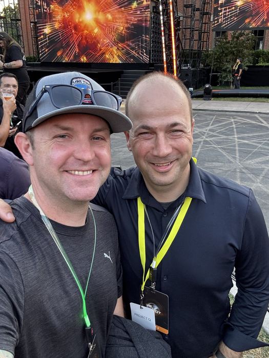 Zach with Lars Moravy, Tesla's VP of Vehicle Engineering.